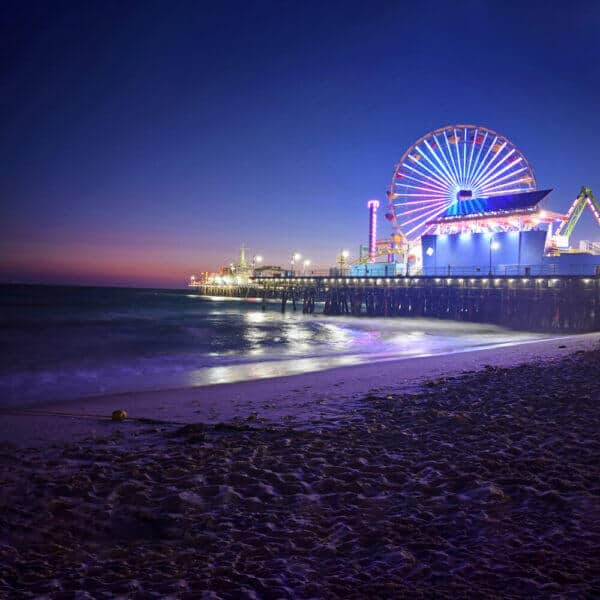 Santa Monica Beach at Night