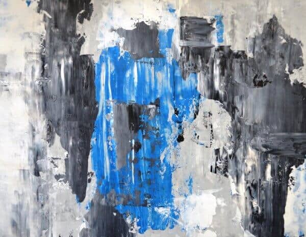 Grey & Blue Abstract Art Painting - Image 2